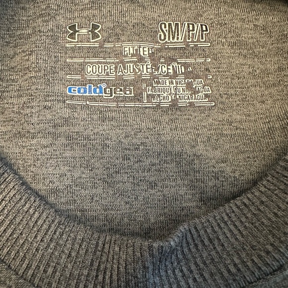 Under Armour Men's Heathered Gray Long Sleeve Tee Small Fitted ColdGear Base - Picture 5 of 7